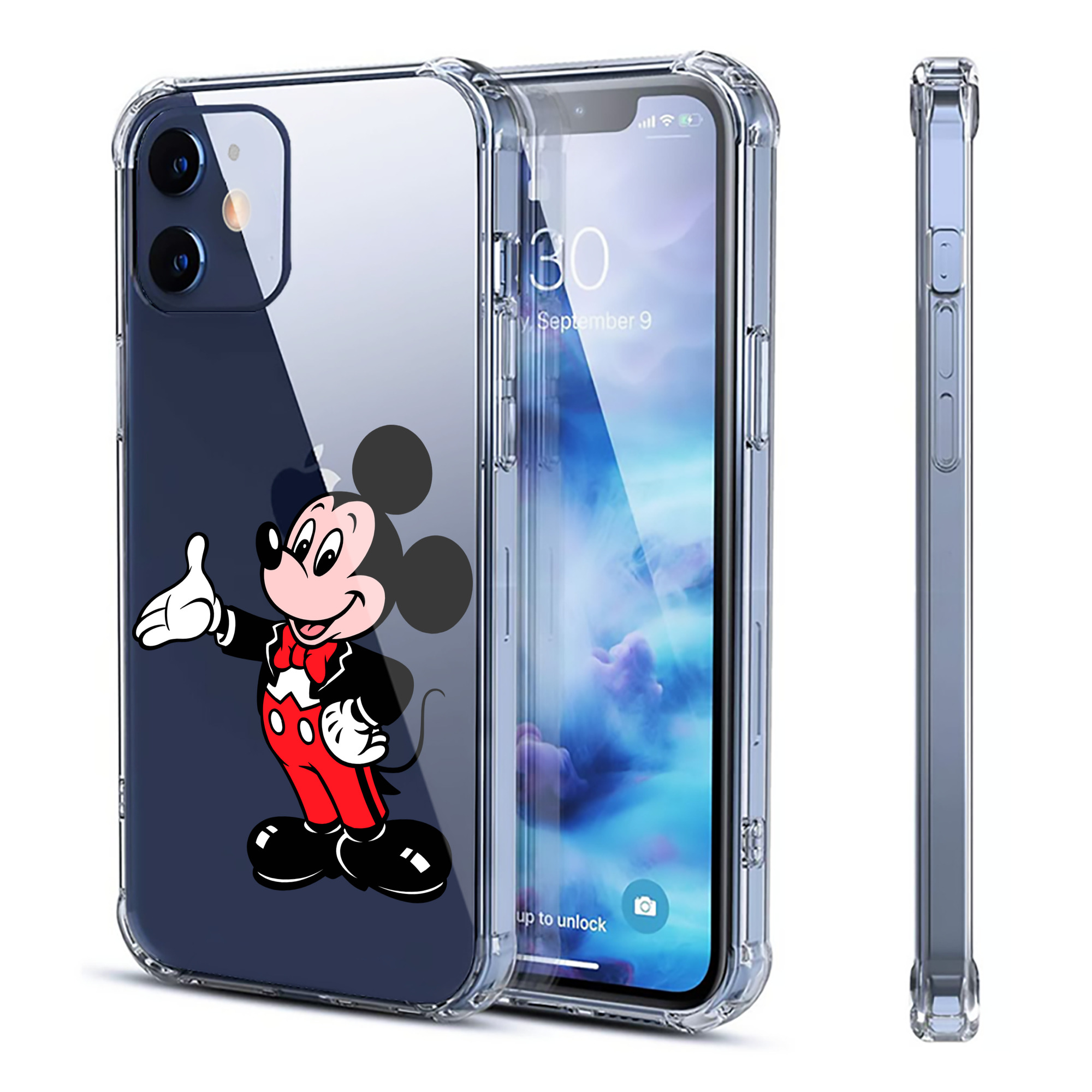（画像用） ミッキーマウス Mickey Mouse 【iPhone 12シリーズ対応】透明スマホケース（クリアソフトケース）